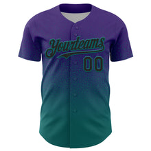 Load image into Gallery viewer, Custom Purple Black-Teal Fade Fashion Speckle Authentic Baseball Jersey
