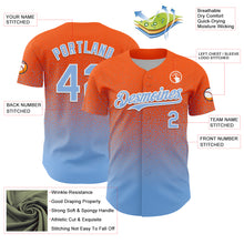 Загрузить изображение в средство просмотра галереи, Custom Orange Light Blue-White Fade Fashion Speckle Authentic Baseball Jersey
