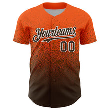 Load image into Gallery viewer, Custom Orange Brown-White Fade Fashion Speckle Authentic Baseball Jersey
