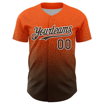 Custom Orange Brown-White Fade Fashion Speckle Authentic Baseball Jersey
