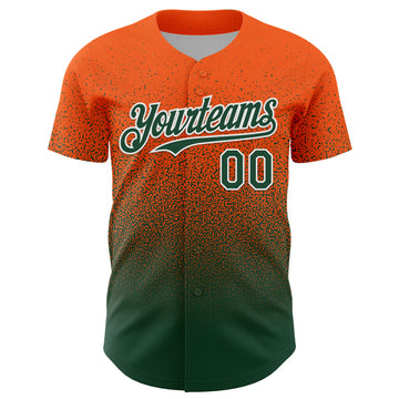 Custom Orange Green-White Fade Fashion Speckle Authentic Baseball Jersey