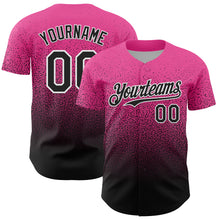 Load image into Gallery viewer, Custom Pink Black-White Fade Fashion Speckle Authentic Baseball Jersey
