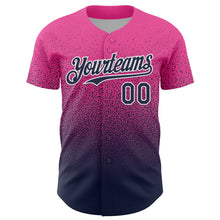 Load image into Gallery viewer, Custom Pink Navy-White Fade Fashion Speckle Authentic Baseball Jersey
