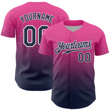 Load image into Gallery viewer, Custom Pink Navy-White Fade Fashion Speckle Authentic Baseball Jersey

