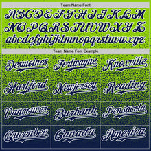Загрузить изображение в средство просмотра галереи, Custom Neon Green Navy-White Fade Fashion Speckle Authentic Baseball Jersey
