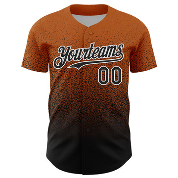 Custom Bay Orange Black-White Fade Fashion Speckle Authentic Baseball Jersey