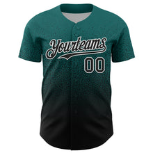 Загрузить изображение в средство просмотра галереи, Custom Teal Black-White Fade Fashion Speckle Authentic Baseball Jersey
