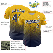 Load image into Gallery viewer, Custom Yellow Navy-White Fade Fashion Speckle Authentic Baseball Jersey
