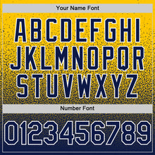 Load image into Gallery viewer, Custom Yellow Navy-White Fade Fashion Speckle Authentic Baseball Jersey
