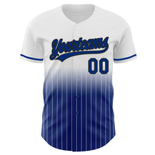 Charger l'image dans la galerie, Custom White Pinstripe Royal-Black Authentic Fade Fashion Baseball Jersey
