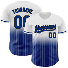Charger l'image dans la galerie, Custom White Pinstripe Royal-Black Authentic Fade Fashion Baseball Jersey
