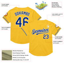 Load image into Gallery viewer, Custom Gold Royal-White Mesh Authentic Throwback Baseball Jersey
