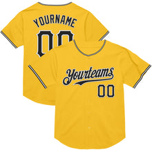 Load image into Gallery viewer, Custom Gold Black-White Mesh Authentic Throwback Baseball Jersey
