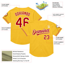 Load image into Gallery viewer, Custom Gold Red-White Mesh Authentic Throwback Baseball Jersey
