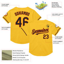 Load image into Gallery viewer, Custom Gold Black-Orange Mesh Authentic Throwback Baseball Jersey
