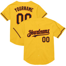 Load image into Gallery viewer, Custom Gold Black-Orange Mesh Authentic Throwback Baseball Jersey
