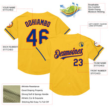 Load image into Gallery viewer, Custom Gold Royal-Orange Mesh Authentic Throwback Baseball Jersey

