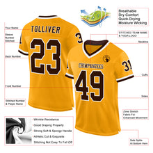 Загрузить изображение в средство просмотра галереи, Custom Gold Brown-White Mesh Authentic Throwback Football Jersey
