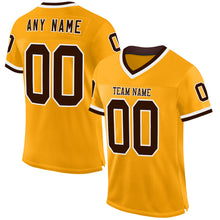 Загрузить изображение в средство просмотра галереи, Custom Gold Brown-White Mesh Authentic Throwback Football Jersey
