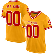 Загрузить изображение в средство просмотра галереи, Custom Gold Red-White Mesh Authentic Throwback Football Jersey
