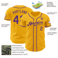 Laden Sie das Bild in den Galerie-Viewer, Custom Gold Purple Authentic Baseball Jersey
