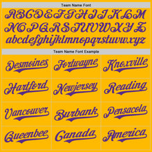 Laden Sie das Bild in den Galerie-Viewer, Custom Gold Purple Authentic Baseball Jersey
