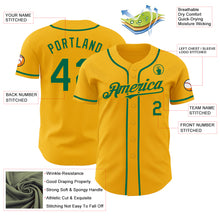 Laden Sie das Bild in den Galerie-Viewer, Custom Gold Kelly Green Authentic Baseball Jersey
