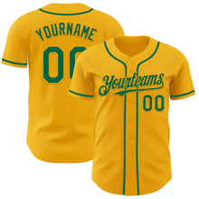Laden Sie das Bild in den Galerie-Viewer, Custom Gold Kelly Green Authentic Baseball Jersey
