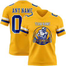 Laden Sie das Bild in den Galerie-Viewer, Custom Gold Royal-White Authentic Football Jersey
