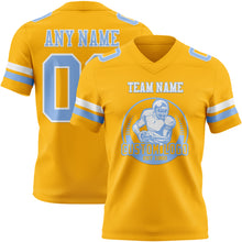 Laden Sie das Bild in den Galerie-Viewer, Custom Gold Light Blue-White Authentic Football Jersey
