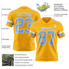Laden Sie das Bild in den Galerie-Viewer, Custom Gold Light Blue-White Authentic Football Jersey
