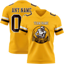 Laden Sie das Bild in den Galerie-Viewer, Custom Gold Brown-White Authentic Football Jersey
