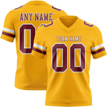 Laden Sie das Bild in den Galerie-Viewer, Custom Gold Burgundy-White Authentic Football Jersey
