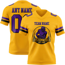 Laden Sie das Bild in den Galerie-Viewer, Custom Gold Purple-Black Authentic Football Jersey

