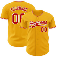 Load image into Gallery viewer, Custom Gold Red-White Authentic Baseball Jersey
