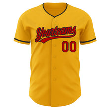 Load image into Gallery viewer, Custom Gold Red-Black Authentic Baseball Jersey
