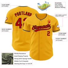 Load image into Gallery viewer, Custom Gold Red-Black Authentic Baseball Jersey
