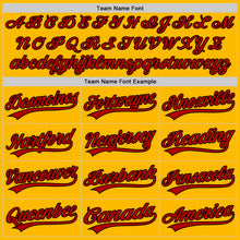 Load image into Gallery viewer, Custom Gold Red-Black Authentic Baseball Jersey
