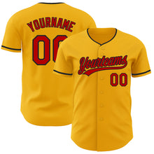 Load image into Gallery viewer, Custom Gold Red-Black Authentic Baseball Jersey
