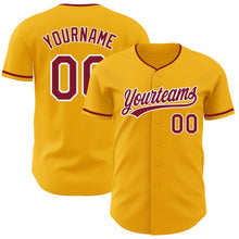 Load image into Gallery viewer, Custom Gold Crimson-White Authentic Baseball Jersey
