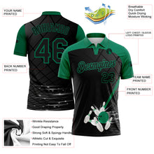 Laden Sie das Bild in den Galerie-Viewer, Custom Black Kelly Green 3D Pattern Design Bowling Performance Polo Shirt
