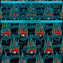 Laden Sie das Bild in den Galerie-Viewer, Custom Black Lakes Blue 3D Pattern Design Bowling Ball With Hotrod Flame Performance Polo Shirt
