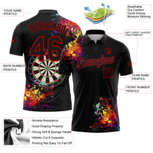 Charger l'image dans la galerie, Custom Black Red 3D Pattern Design Dart Board Performance Golf Polo Shirt
