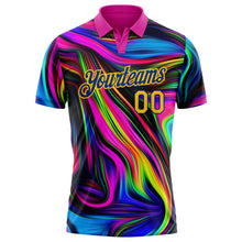 Laden Sie das Bild in den Galerie-Viewer, Custom Deep Pink Yellow-Royal 3D Pattern Design Abstract Colorful Psychedelic Fluid Art Performance Golf Polo Shirt

