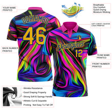Laden Sie das Bild in den Galerie-Viewer, Custom Deep Pink Yellow-Royal 3D Pattern Design Abstract Colorful Psychedelic Fluid Art Performance Golf Polo Shirt
