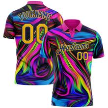 Laden Sie das Bild in den Galerie-Viewer, Custom Deep Pink Yellow-Royal 3D Pattern Design Abstract Colorful Psychedelic Fluid Art Performance Golf Polo Shirt
