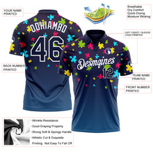 Charger l&#39;image dans la galerie, Custom Navy White 3D Pattern Design Autism Awareness Puzzle Pieces Performance Golf Polo Shirt
