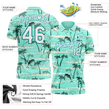 Laden Sie das Bild in den Galerie-Viewer, Custom Teal White 3D Pattern Design Hawaii Palm Trees Performance Golf Polo Shirt
