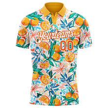 Laden Sie das Bild in den Galerie-Viewer, Custom Orange White 3D Pattern Design Fruits Performance Golf Polo Shirt
