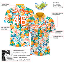Laden Sie das Bild in den Galerie-Viewer, Custom Orange White 3D Pattern Design Fruits Performance Golf Polo Shirt

